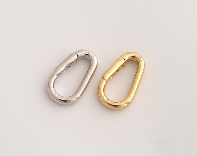 Push Door Clasp, Spring Clasp, 18K Gold Filled Oval Clasp, DIY Jewelry Making Supplies, 20.2x12.2x3.6mm