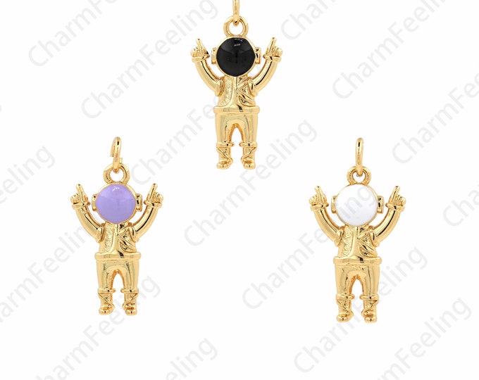 Enamel Charm, Enamel Astronaut Pendant, Space Charm,Micropavé CZ Astronaut Necklace, DIY Jewelry Making Accessories 24.5x12.5x3.5mm