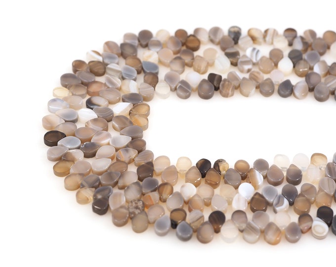 Black Drop-Shaped Gemstone Beads, Drop-Shaped Natural Stone Chain, Gem Chain, DIY Bracelet Necklace Accessories, 6x8mm