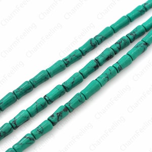 Cylinder Beads, Natural Turquoise Smooth Tubular Beads, Turquoise Beads, Tubular Beads, Turquoise Jewelry, DIY Jewelry Supplies, 13.5x8mm