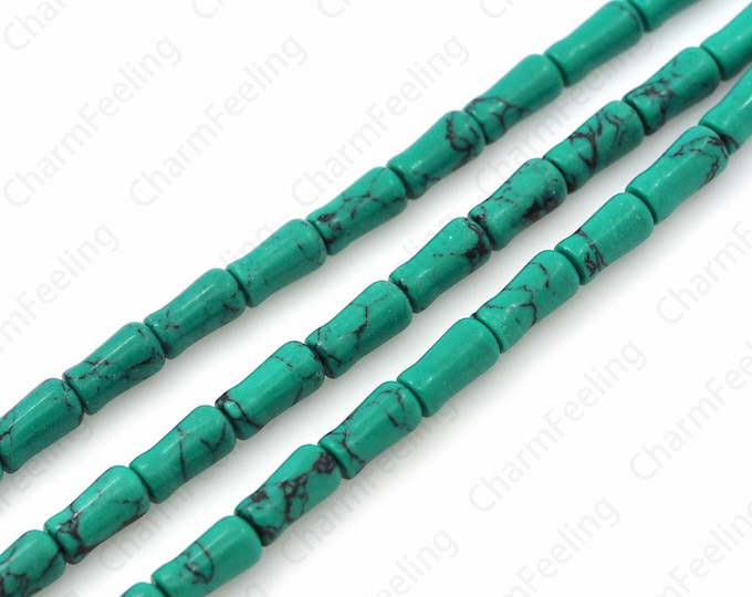 Cylinder Beads, Natural Turquoise Smooth Tubular Beads, Turquoise Beads, Tubular Beads, Turquoise Jewelry, DIY Jewelry Supplies, 13.5x8mm