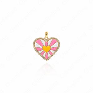 Enamel Heart Pendant, Heart Charm, Red Heart Charm, Heart Necklace, Enamel Charm, DIY Jewelry Making Accessories 26.5x24.5x1.8mm