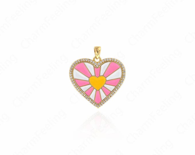 Enamel Heart Pendant, Heart Charm, Red Heart Charm, Heart Necklace, Enamel Charm, DIY Jewelry Making Accessories 26.5x24.5x1.8mm