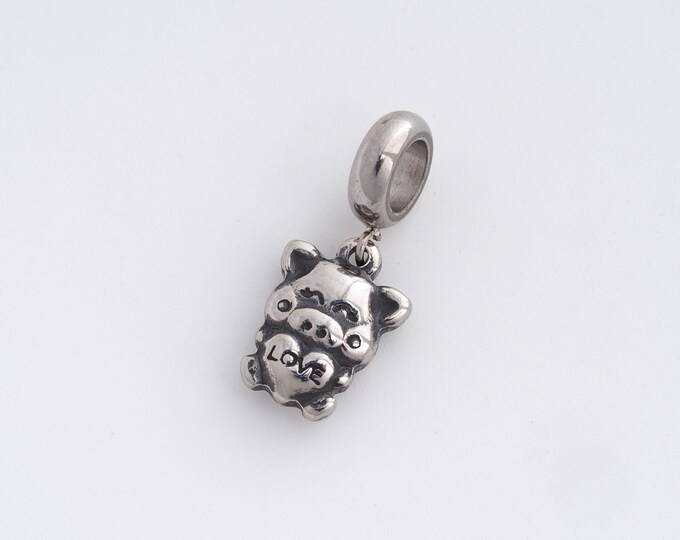 Stainless Steel Pig Pendant,LOVE Charms,Animal Charm, DIY Jewelry Supplies, 23.4x10x4.6mm