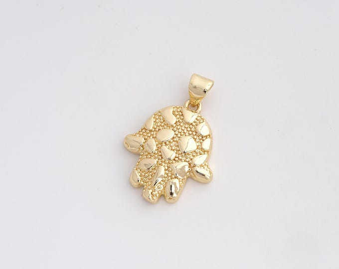 Hamsa Pendant,Fatima Pendant,18K Gold Filled Hand Charm,DIY Jewelry Accessories,26.5x18x3.4mm