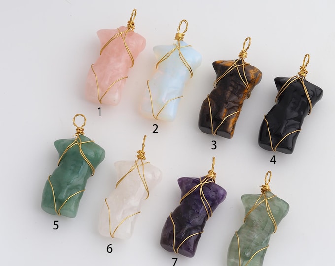 Natural Stone Pendant,Human Body Gemstones Charms,Crystals Gemstones Charm,DIY Jewelry Accessories,49.5x24.7x16.5mm