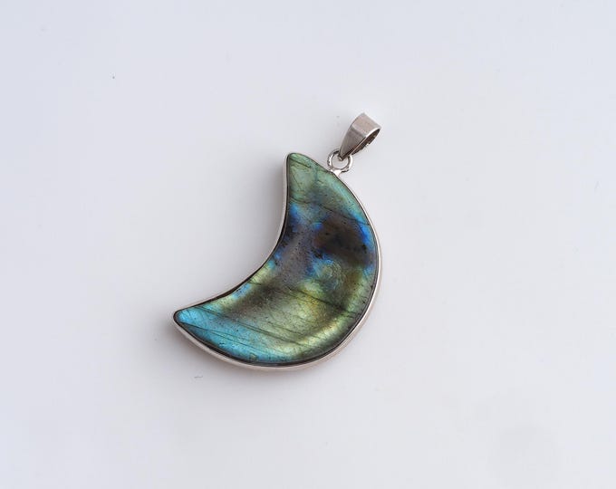 Natural Stone Pendant,Crescent Moon Gemstones Charms,Celestial Gemstones Charm,DIY Jewelry Accessories,42.2x23.7x8.7mm