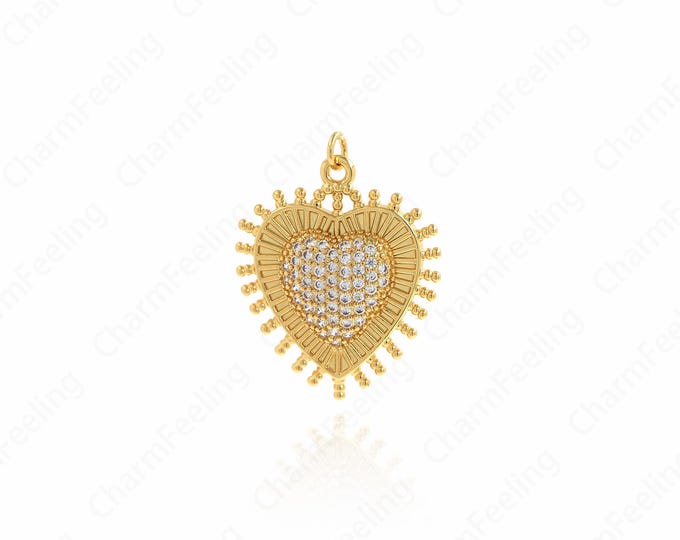 Heart Pendant,Heart Necklace, 18K Gold Filled Heart Charm, Love Necklace, DIY Jewelry Accessories,33.7x26.5x4.8mm