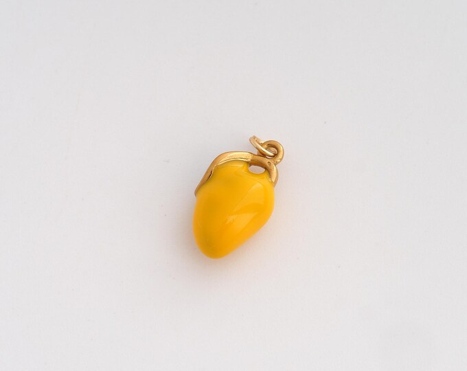 Enamel Mango Charms,Dainty Fruit Charm, 18K Gold Filled Mango Pendant,DIY Jewelry Accessories 18.4x8.7x6.5mm