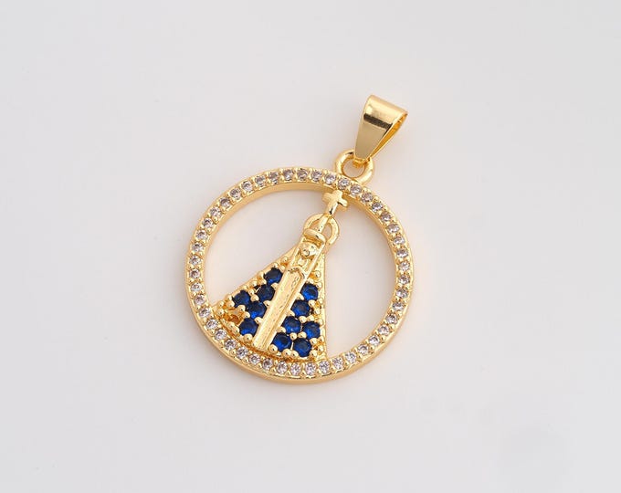 CZ Pope Pendant,Religious Pendant,18K Gold Filled Christian Charm,DIY Jewelry Accessories,30.4x22.3x3.2mm