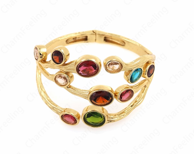 Thick Gold Bracelet,Flower Bracelet,18K Gold Filled Open Bracelet,Boho Bracelet, Adjustable Bracelet, Gift for Her, Modern Bracelet,