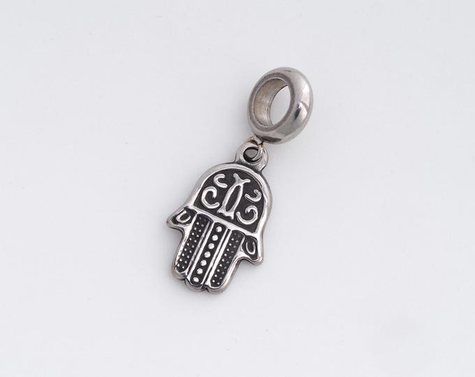 Stainless Steel Hamsa Pendant,Fatima Charms,Hand Charm, DIY Jewelry Supplies, 28.5x11.6x1.4mm
