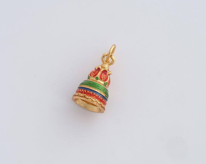 Enamel Bell Pendant Bell Jewelry Small Bell Charms Christmas 18K Gold Filled Bell Charm,DIY Jewelry Supplies, 17.5x8.2mm