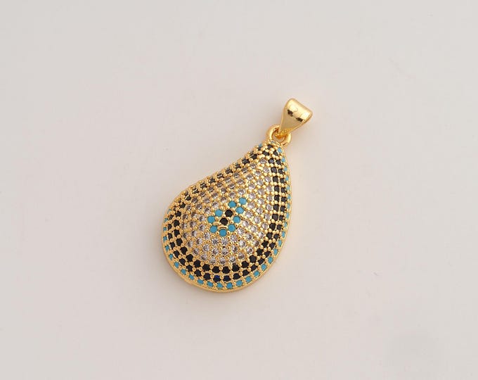 CZ Water Drop Pendant,Tear Drop Pendant,18K Gold Filled Water Drop Charm,DIY Jewelry Accessories,31.8x17.7x7.6mm