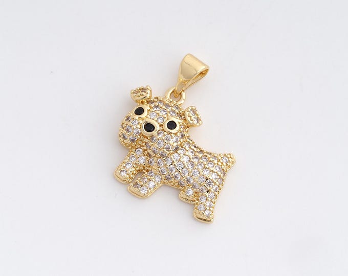 Gold  Dog Pendant, Loyal Dog Charm, Dog Lovers Necklace, 18K Gold Filled Dog Pendant, DIY Jewelry Components 23.7x19.5x5.4mm