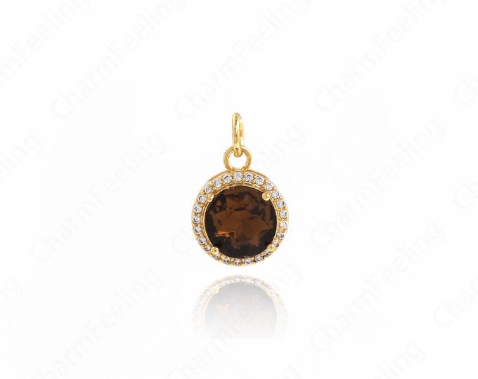 Round Zircon Charm, Micropavé CZ Eye Charm,18K Gold Filled Eye Pendant,Round Necklace, DIY Jewelry Making Accessories,16.7x10.7x7.6mm
