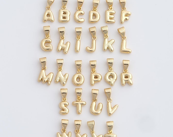 5 PCS 18K Gold Filled Initial Pendant, Letter Pendant, Alphabet Charm, DIY Jewelry Accessories, 14x6x2.3mm