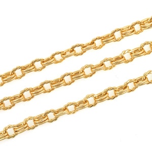1 Meter, Semi-Finished Textured Chain, 18K Gold Filled Cable Chain, Double Chain, Brass Chain, Bracelet And Necklace Accessories, 7 mm