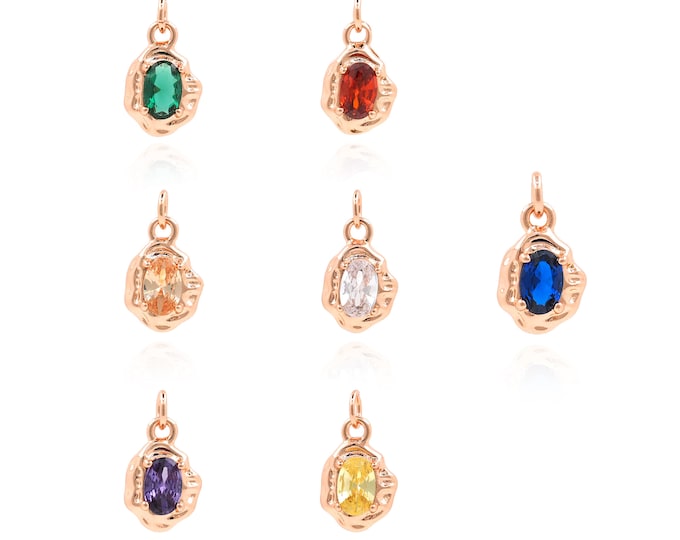 Rose Gold Crystal Necklace, 18K Gold Filled Crystal Pendant, Special-Shaped Necklace, Rhinestone Pendant, Crystal Pendant, 14.5x8x3.3mm