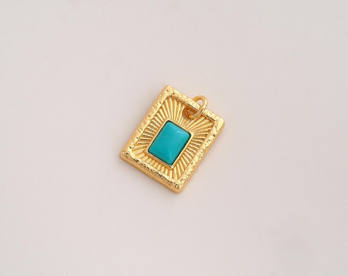 Square Pendant,Square Pendant,18K Gold Filled Square Charm,DIY Jewelry Accessories,18.3x13x3.5mm