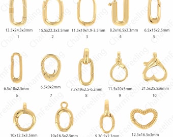 Bracelet Clasp, Oval Clasp, Carabiner, 18K Gold Filled Round Clasp, Jewelry Clasp, Square Clasp, Spring Clasp, DIY Jewelry Supplies