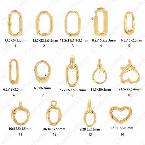 Bracelet Clasp, Oval Clasp, Carabiner, 18K Gold Filled Round Clasp, Jewelry Clasp, Square Clasp, Spring Clasp, DIY Jewelry Supplies