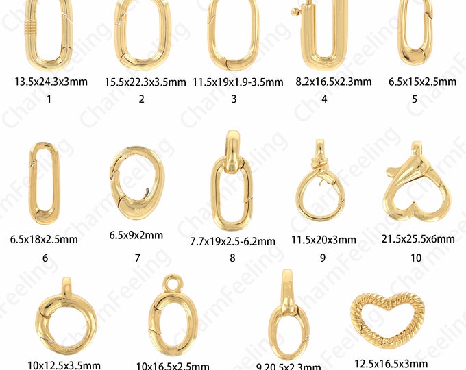 Bracelet Clasp, Oval Clasp, Carabiner, 18K Gold Filled Round Clasp, Jewelry Clasp, Square Clasp, Spring Clasp, DIY Jewelry Supplies