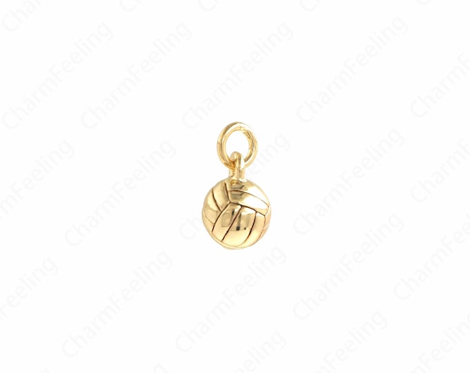 Volleyball Pendant, Gold Volleyball Charm,18K Gold Filled Ball Charm, Volleyball Fan Gift, DIY Necklace Finding,12x6x6mm