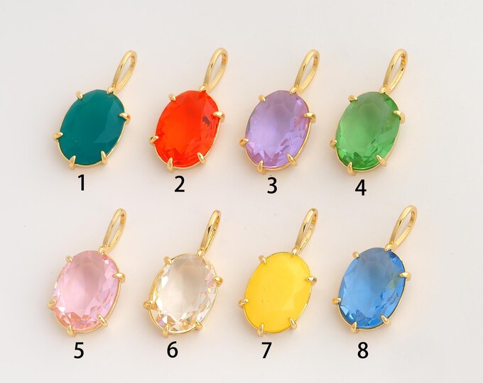 Oval Gemstone Pendant,Gemstone Pendant,18K Gold Filled Oval Charm,DIY Jewelry Accessories,28x13x6.8mm