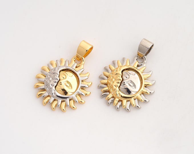 Sun Pendant,Celestial Pendant,18K Gold Filled Sunburst Charm,DIY Jewelry Accessories,27x19.2x4mm