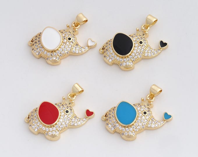 Elephant Pendant, Animal Charm,18K Gold Filled Elephant Charm, DIY Jewelry Making Accessories 25.4x27.2x6mm