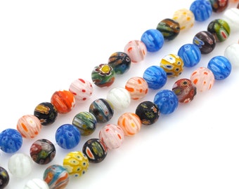 Murano Ball Beads, Glass Beads, Round Spacer Beads,Thousand Flower Beads Beaded Jewelry, Ball Spacer Beads, DIY Jewelry Supplies, 12m