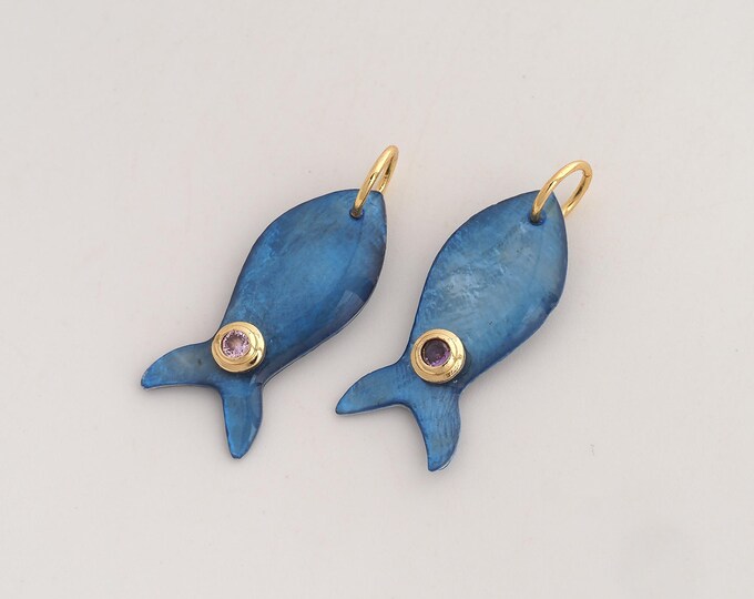 CZ Fish Pendant,Marine Life Pendant,18K Gold Filled Fish Charm,DIY Jewelry Accessories,29x11.4x4.5mm