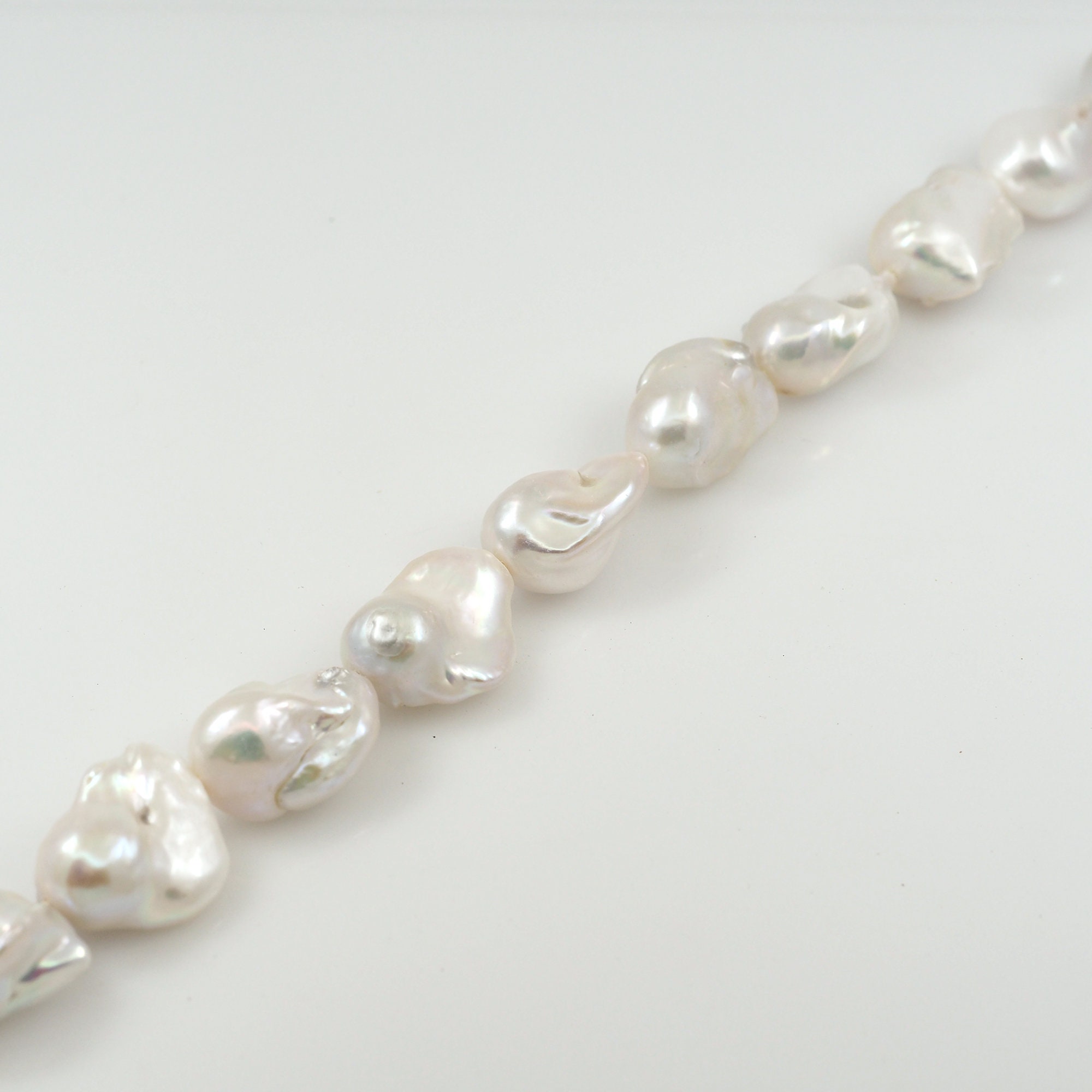1 Str,DIY Pearl Accessories, AAA Pearl Necklace, Gold Pearl Chain,  Rice-Shaped Pearl,Real Freshwater Pearl, 5-6mm, Length 35mm