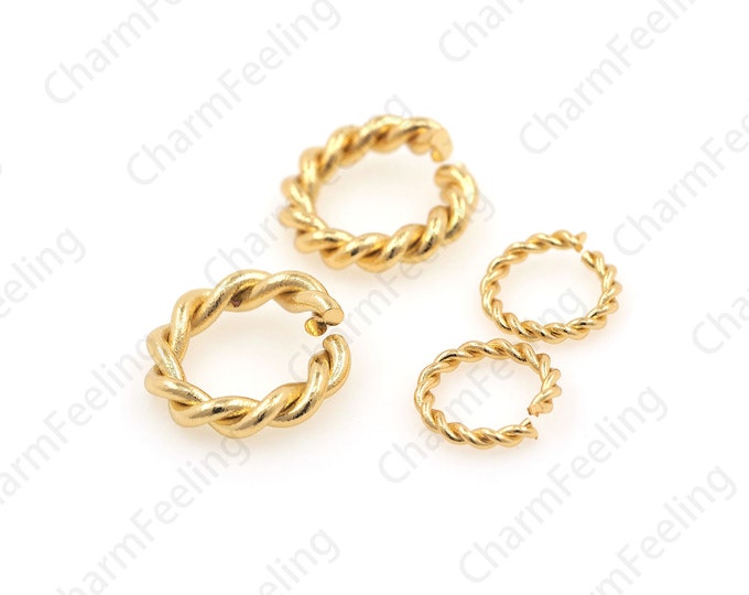 17mm 12mm Jump Ring Circular Twisted Split Ring Connector, Gold Jump Ring, Used For DIY Jewelry To Find Making Supplies 1PCS