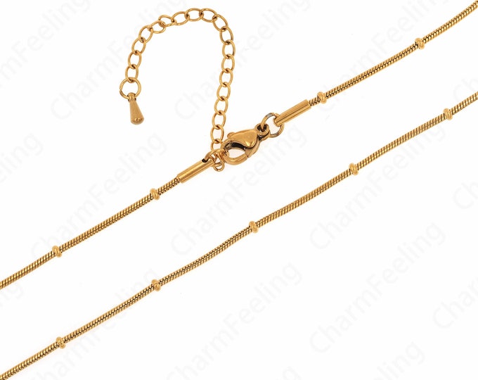 Beaded Necklace Dainty Chain Necklace,Gold Necklace, Layered Necklace,Stainless Steel Chain Classic Chain Necklace 37+6cm
