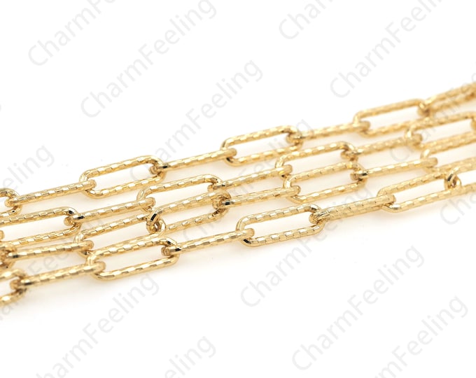 Paperclip Chain, Brass Square Chain, Semi-Finished Chain, Oval Chain,Nickel Free Unfinished Link Chain 1 meter