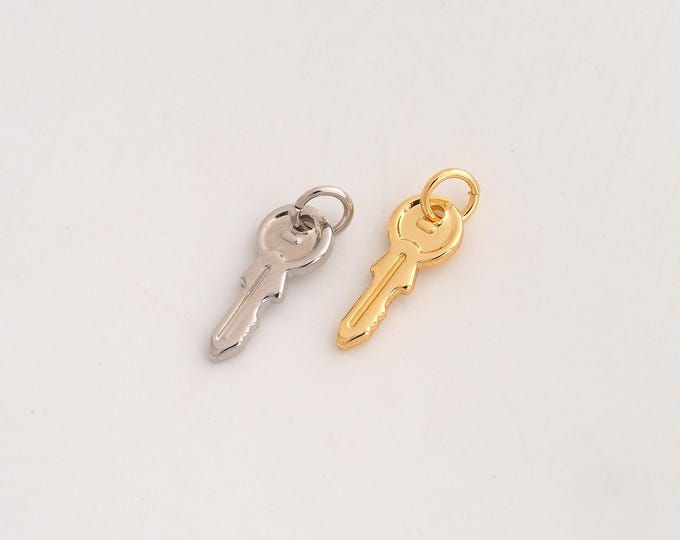 5 pcs Key Pendant,Key Pendant,18K Gold Filled Key Charm,DIY Jewelry Accessories,18.4x6.3x1.5mm