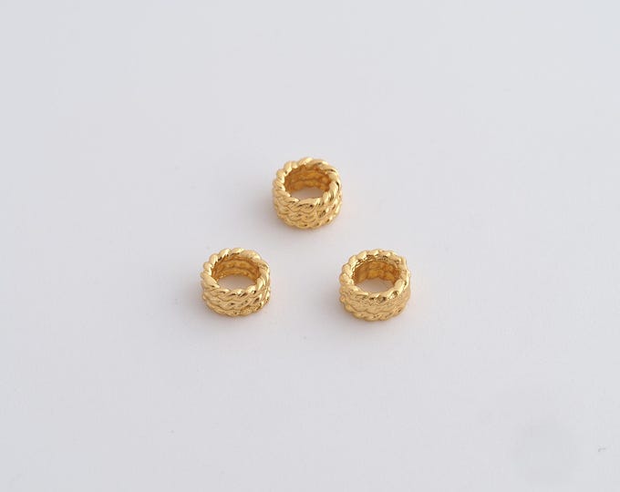 10 pcs Gold Tube Spacer Beads, 18K Gold Filled Round Beads,Flat Bracelet Necklace Spacer Beads, DIY Jewelry Supplies,4.9x2.7mm