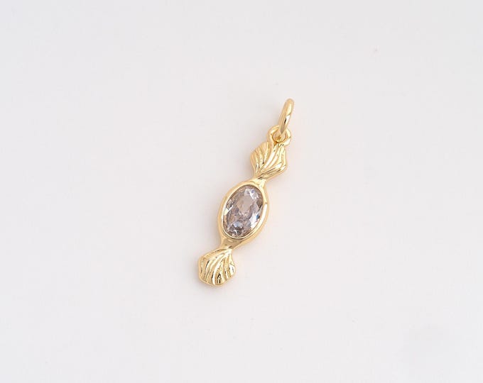 CZ Candy Pendant,Sweet Pendant,18K Gold Filled Candy Charm,DIY Jewelry Accessories,22.7x5.3x2.5mm