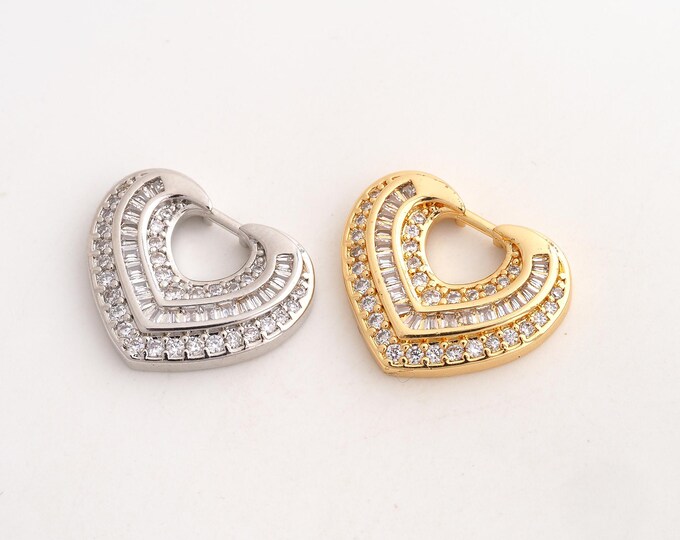 CZ Heart Pendant,Love Pendant,18K Gold Filled Heart Charm,DIY Jewelry Accessories,19x23x3.6mm