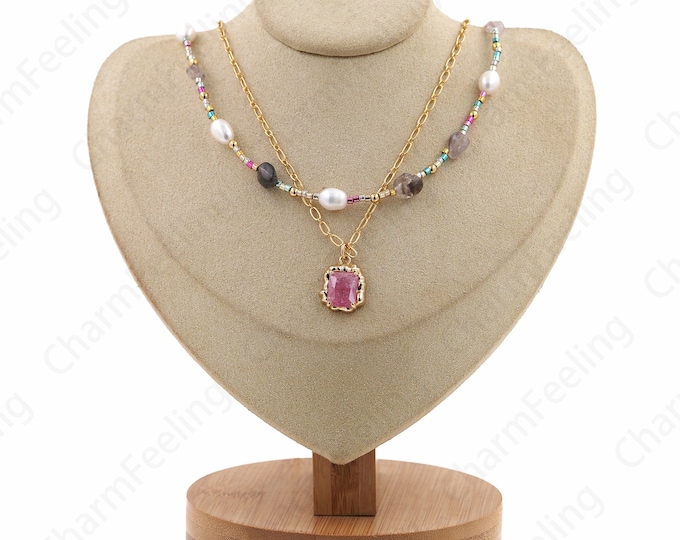 Micropavé CZ Pearl Necklace, 18K Gold Filled Spacer Bead Necklace, Freshwater Pearl Necklace, Gift For Her, Everyday Necklace, 40cm