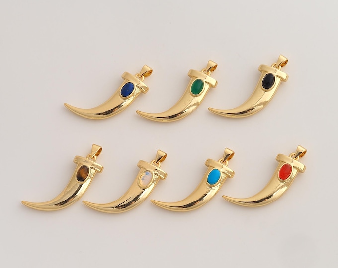 Horn Pendant,Horn Pendant,18K Gold Filled Horn Charm,DIY Jewelry Accessories,32.3x22.4x7.4mm