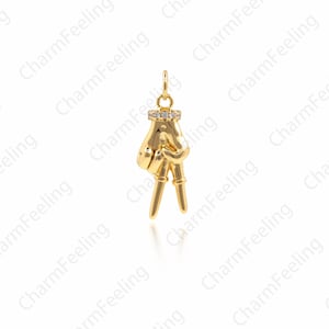 18K Gold Filled Victory Sign Pendant, Gesture Charm, V-Shaped Gesture Pendant, Gesture Necklace 25x9x5mm 1pcs