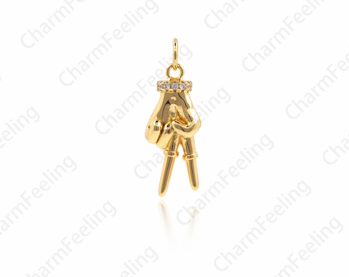 18K Gold Filled Victory Sign Pendant, Gesture Charm, V-Shaped Gesture Pendant, Gesture Necklace 25x9x5mm 1pcs