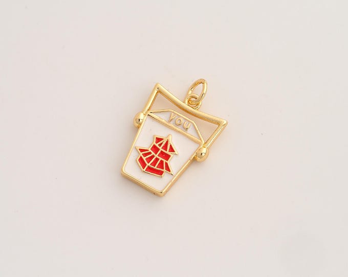 Enamel Cup Pendant,Cup Pendant,18K Gold Filled Cup Charm,DIY Jewelry Accessories,23x15x3mm