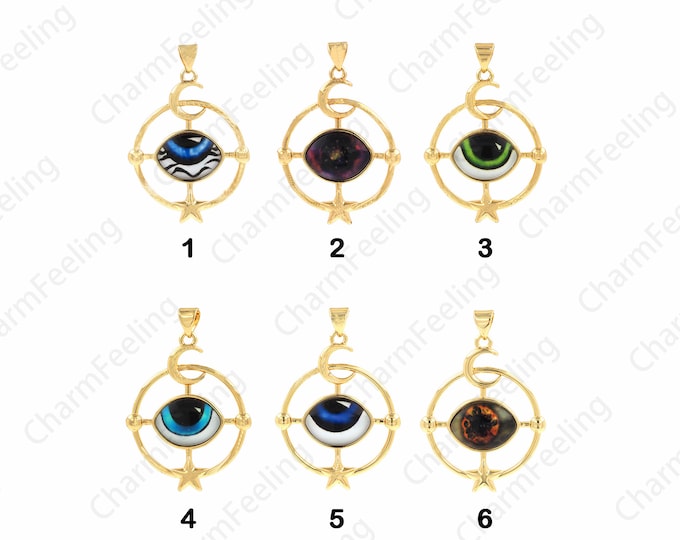 Eye Necklace, All Seeing Eye Charm, 18K Gold Filled Universe Eye Necklace,Eye Pendant, Eye Pendant, All Seeing Eye Charm, 38.1x26.1x5mm