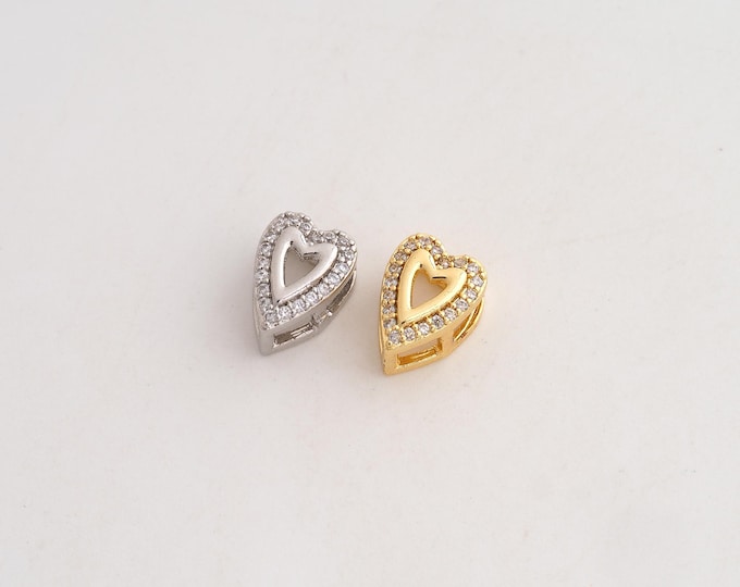 CZ Heart Pendant,Love Pendant,18K Gold Filled Heart Charm,DIY Jewelry Accessories,10x8x5.6mm