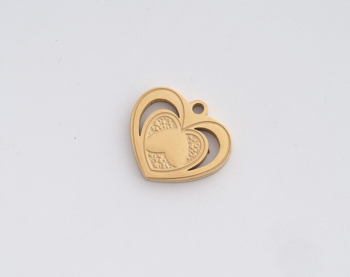 Stainless Steel Heart Pendant,Love Charms, Heart Charm, DIY Jewelry Supplies, 13.5x15x1.6mm