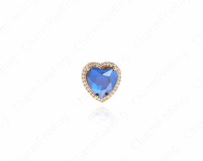 Micropavé CZ Love Necklace, 18K Gold Filled Crystal Heart Pendant, Crystal Charm, Love Charm, DIY Jewelry Accessories,13x12.5x8.5mm
